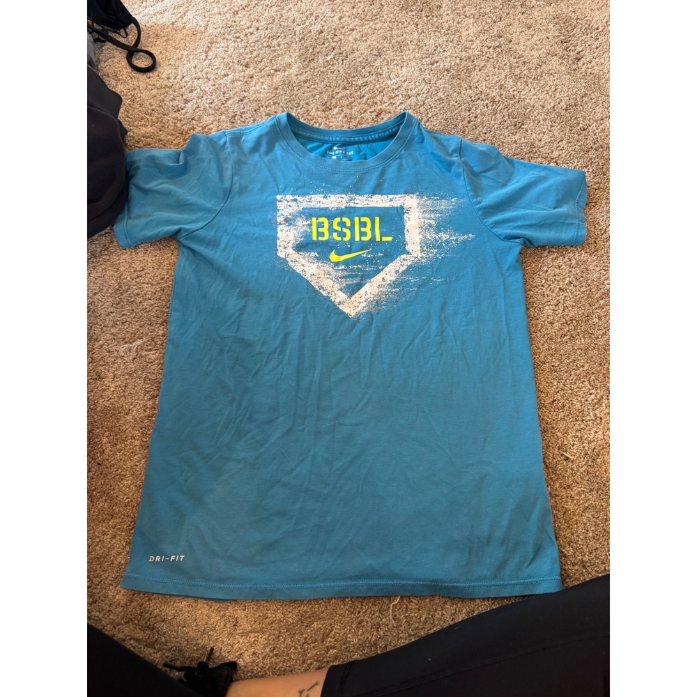 Nike BSBL Dri-FIT Graphic T-Shirt Kids Large Blue Baseball Athletic Tee